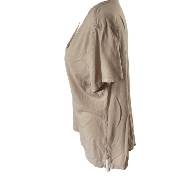 Felina Cotton Modal Tee Women XL Beige Vneck  Short Sleeve Slub Cotton - Picture 5 of 8